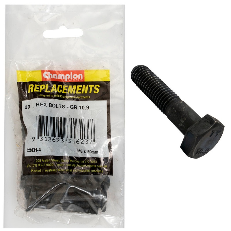 Champion Hex Bolts High Tensile M6 x 50mm – 20pk