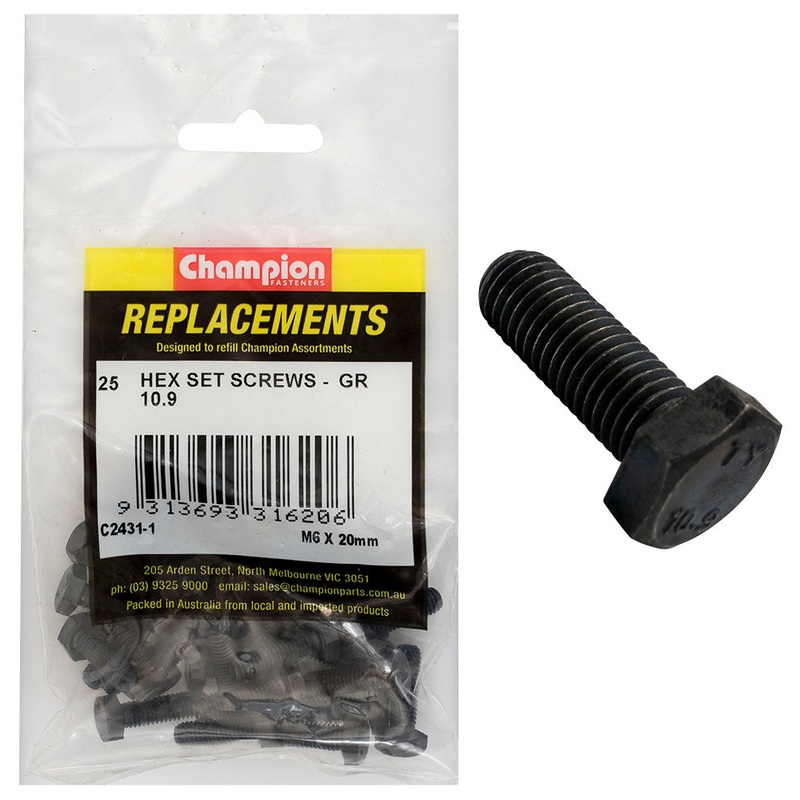 Champion Hex Set Screws High Tensile M6 x 20mm – 25pk