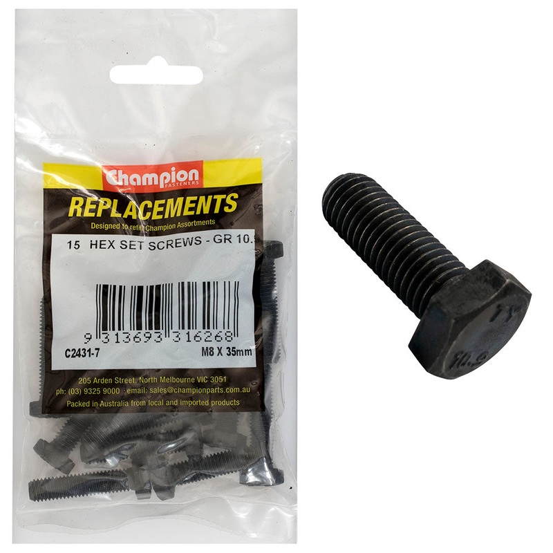 Champion Hex Set Screws High Tensile M8 x 35mm – 15pk
