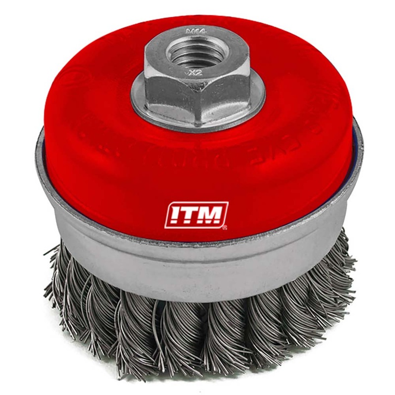 ITM Twist Knot Cup Brush Stainless Steel 100mm w/Band