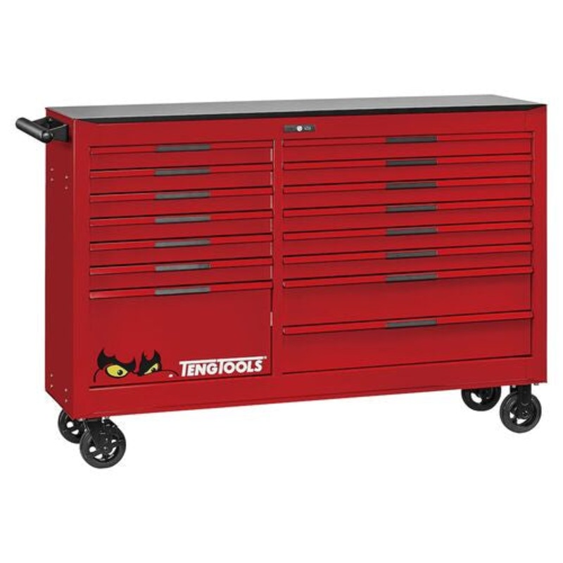 Teng Pro35 64in Roller Cabinet 15 Drawers Red