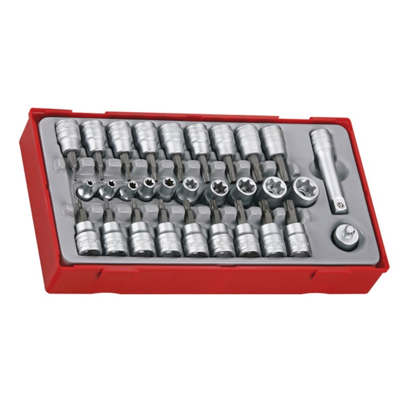 Teng 30pc 1/4&3/8in Dr. TX,TPX & TX-E Bit Skt Set – TC-Tray