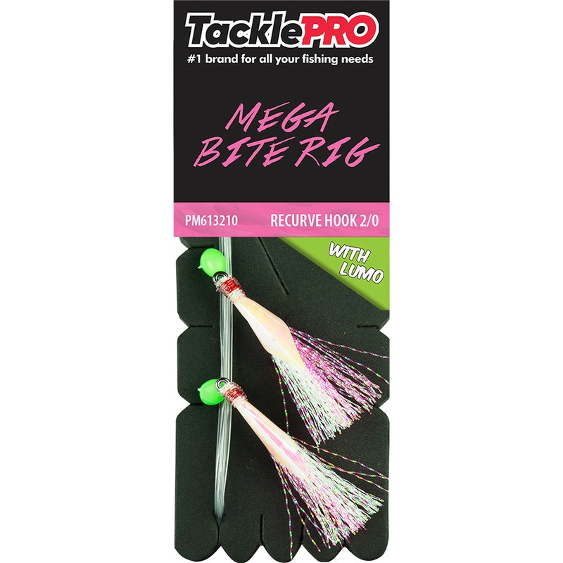 TacklePro Mega Bite Rig Pink & Lumo – 2/0 Recurve Hook