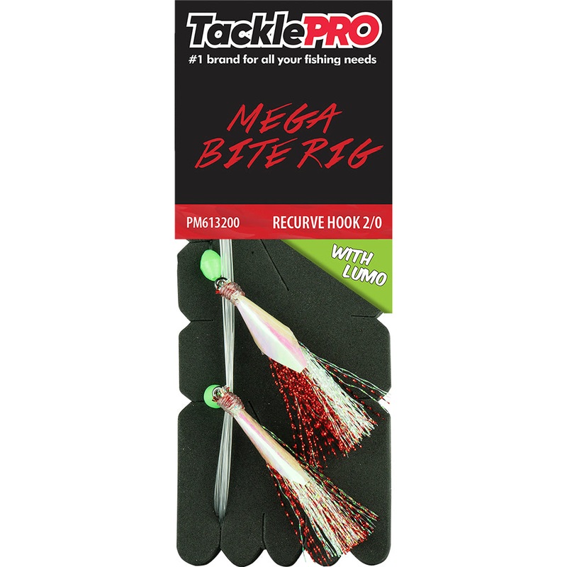 TacklePro Mega Bite Rig Red & Lumo – 2/0 Recurve Hook