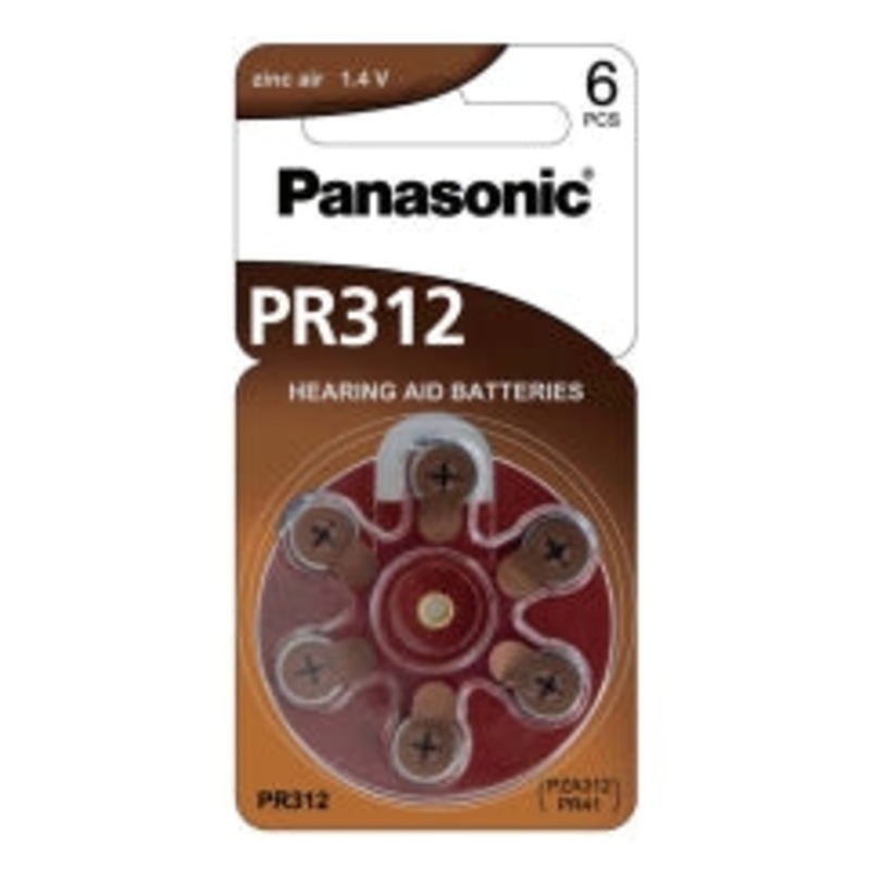 Panasonic 1.4V PR41 Zinc Air Hearing Aid Battery (6pk)