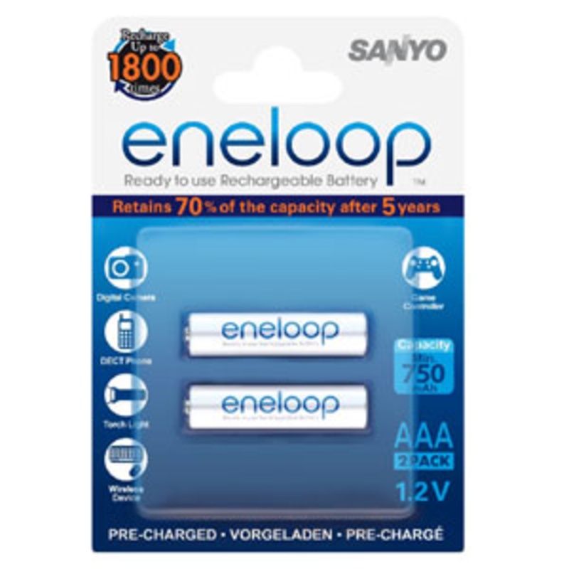 Panasonic Eneloop 750Mah 1.2V Rechargeable AAA Battery (2pk)