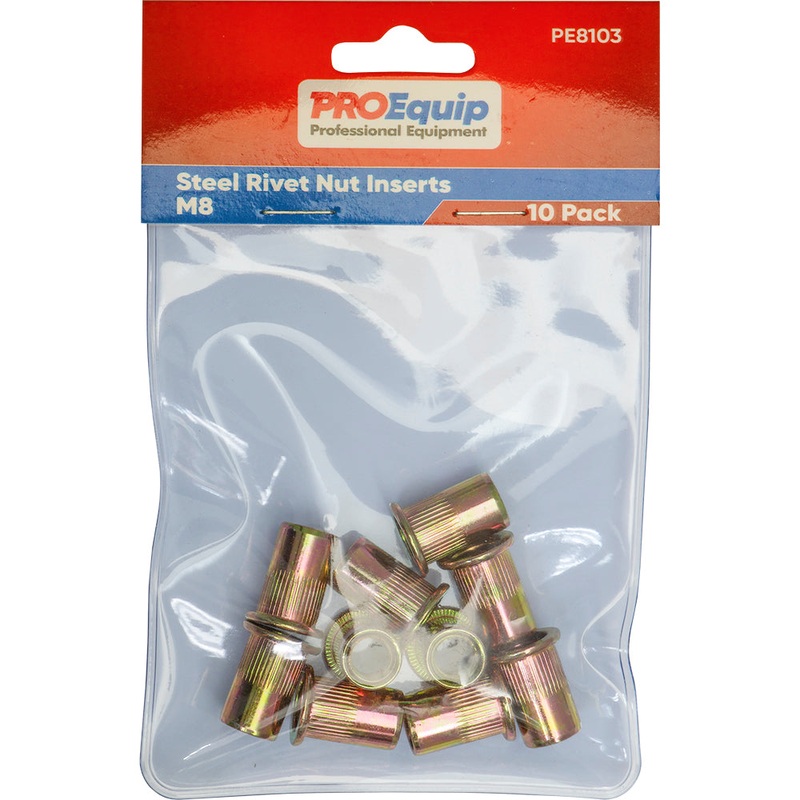 ProEquip M8 Steel Rivet Nut Inserts – 10pk