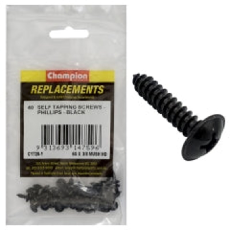 Champion 1 – 1/2in x 8G Pan HD Phillips Black – 100pk