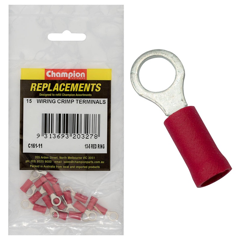 3/16in / 4.8mm Red Ring Terminal-100Pk