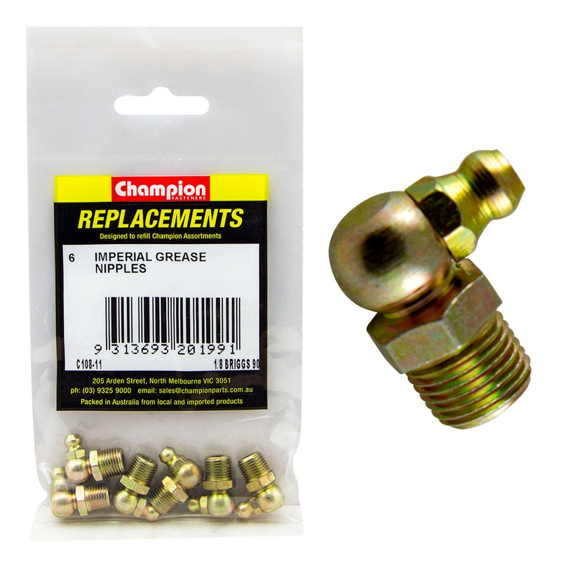 Champion 1/8in NPT (Briggs) 90-Deg. Grease Nipple -6pk