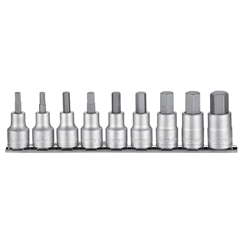Teng 9pc 1/2in Dr AF Hex Bit Socket Set 3/16-5/8in
