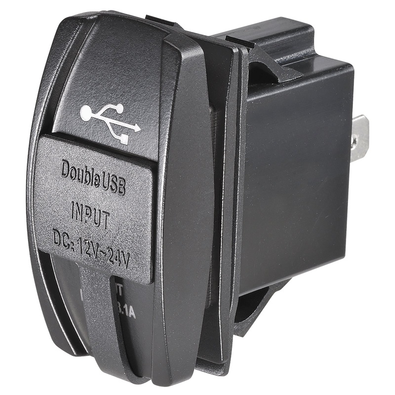 12/24V DUAL USB BLUE LED ILLUMINATED SOCKET