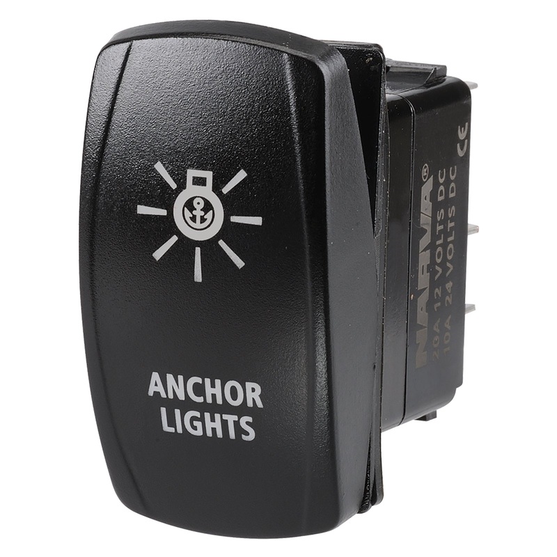 12/24V OFF/ON LED ILLUMINATED ROCKER SWITCH WITH ANCHOR LIGHTS SYMBOL