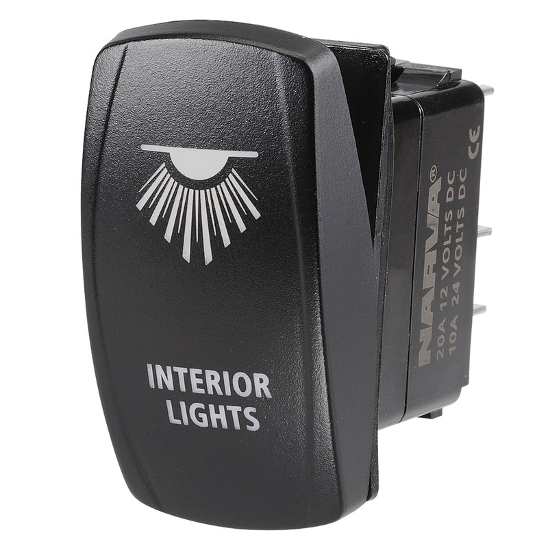 12/24V OFF/ON LED ILLUMINATED ROCKER SWITCH WITH INTERIOR LIGHTS SYMBOL