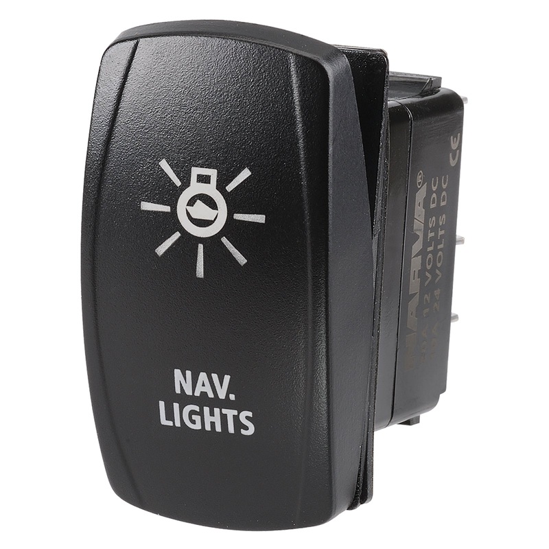 12/24V OFF/ON LED ILLUMINATED ROCKER SWITCH WITH NAV LIGHTS SYMBOL