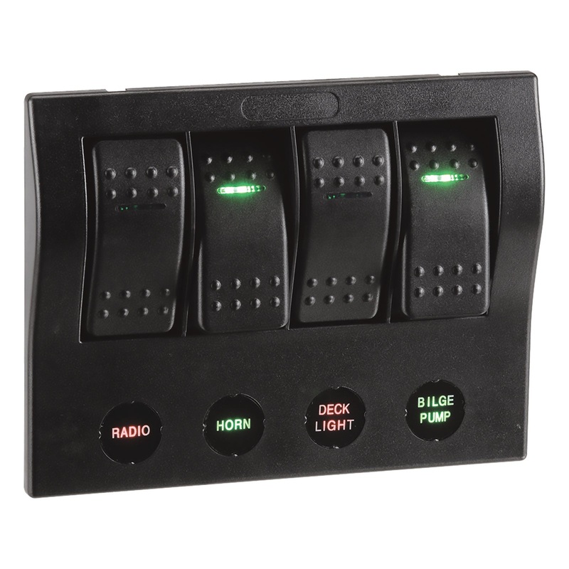 4-WAY LED SWITCH PANEL WITH CIRCUIT BREAKER PROTECTION