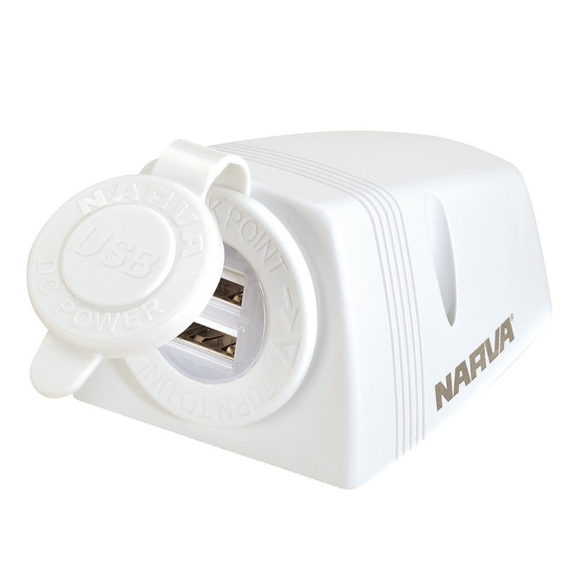 WHITE HEAVY DUTY DUAL USB SURFACE MOUNT SOCKET