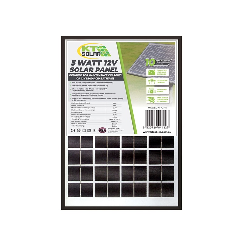 5W 12V SINGLE CELL MONO CRYSTALLINE SOLAR PANEL