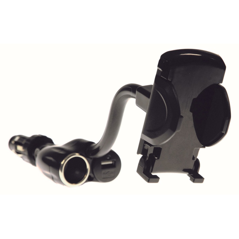 PHONE HOLDER 12V SKT/USB ADJUSTABLE ARM