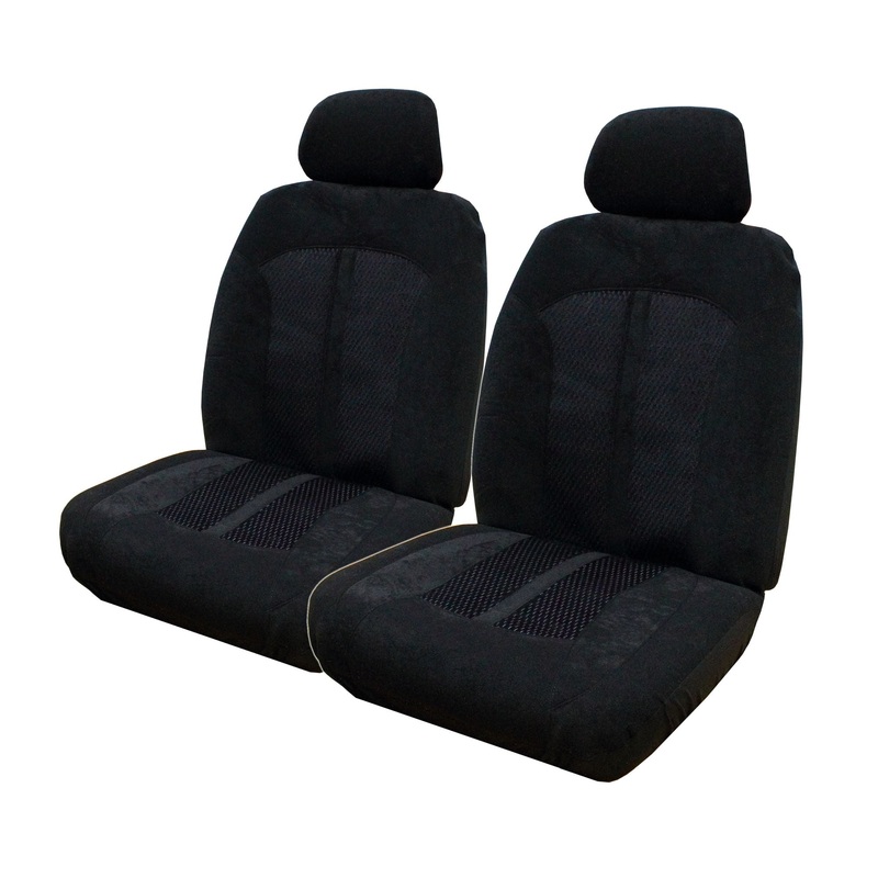 VELOUR BLACK FRONT SEAT COVER PAIR