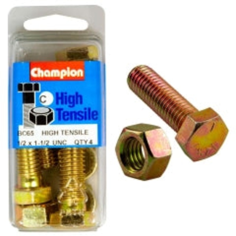 Champion 1-1/2in x 1/2in Bolt And Nut (C) – GR5