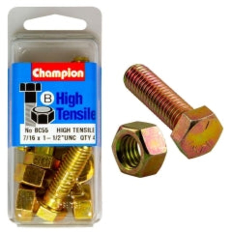 Champion 1-1/2in x 7/16in Bolt And Nut (B) – GR5