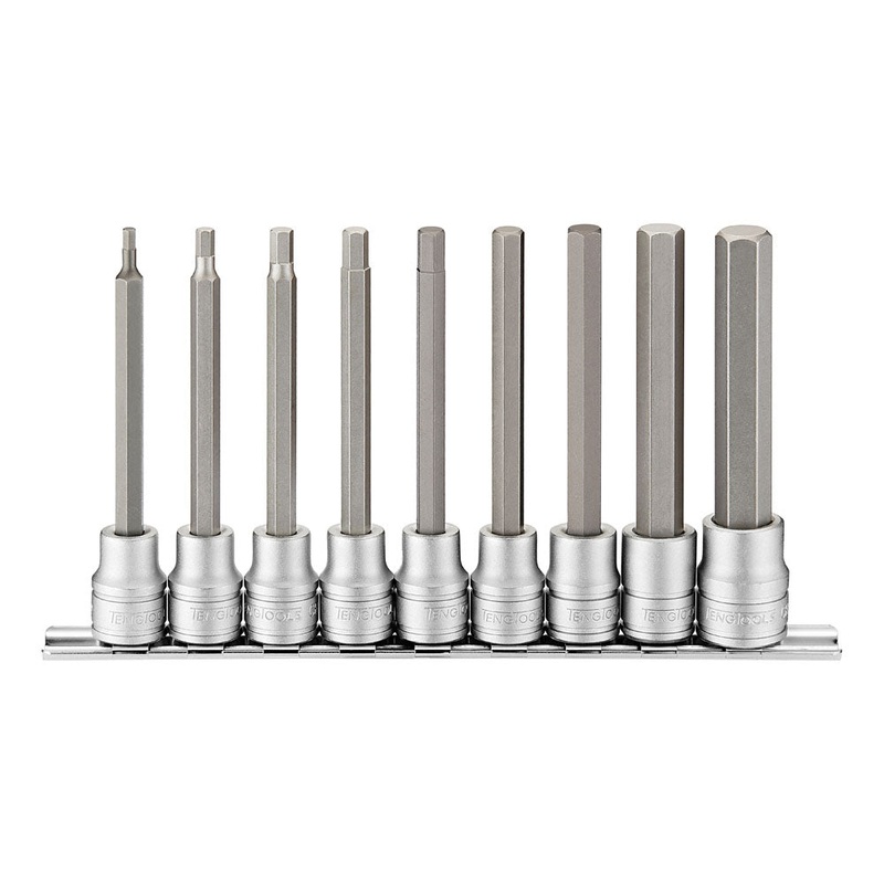 Teng 9pc 3/8in Dr. Long Hex Bit Socket Set – 3-12mm