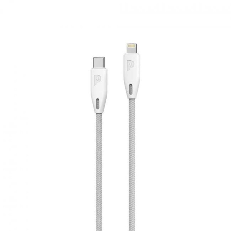 Powerology – Braided USB-C to Lightning Cable 1.2M (White)