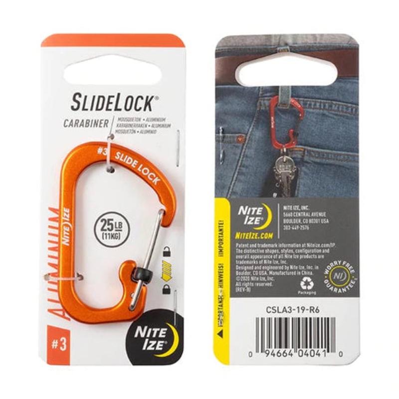 Nite Ize – Slidelock Carabiner Aluminum #3 Orange