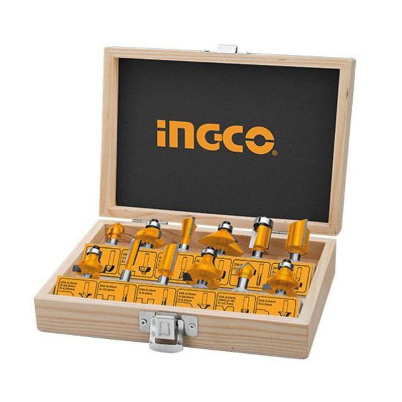 Ingco – 12pcs Router Bits Set (8mm)