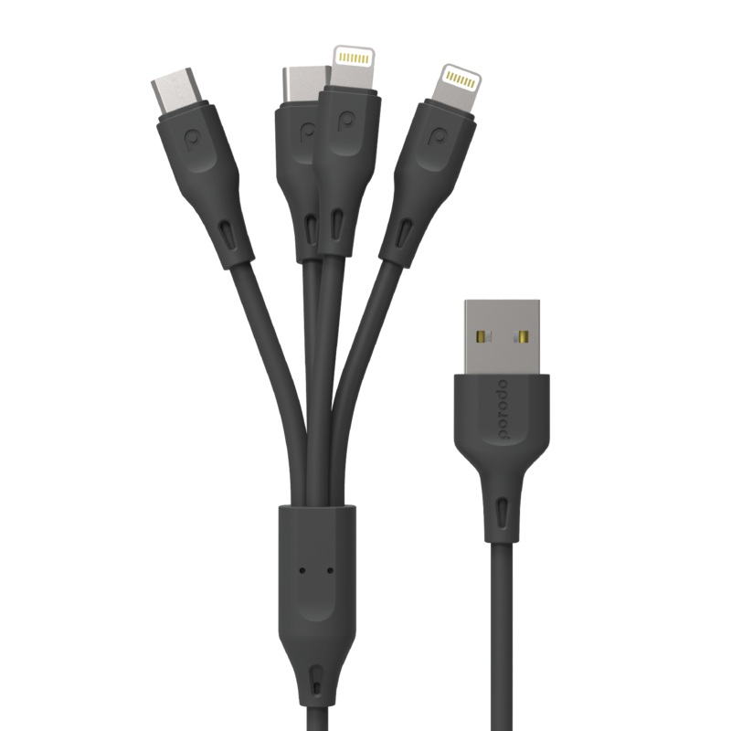 Porodo – 4in1 USB Cable Lightning /Type-C/Micro Durable Fast Charge and Data Cable (1.2m/4ft)