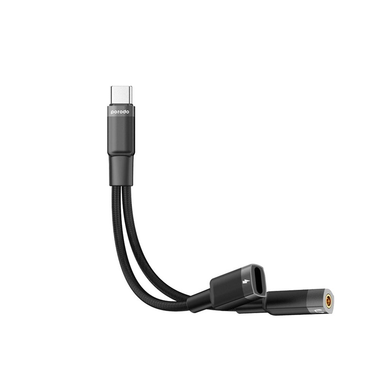 Porodo Type-C Connector Audio & Charge Adapter(0.12m)