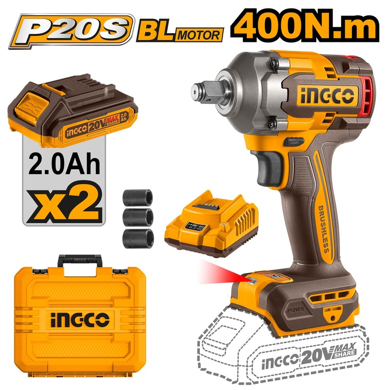 Ingco Lithium-ion 400nm CIWLI2040 Cordless Impact Wrench(1/2 inch)