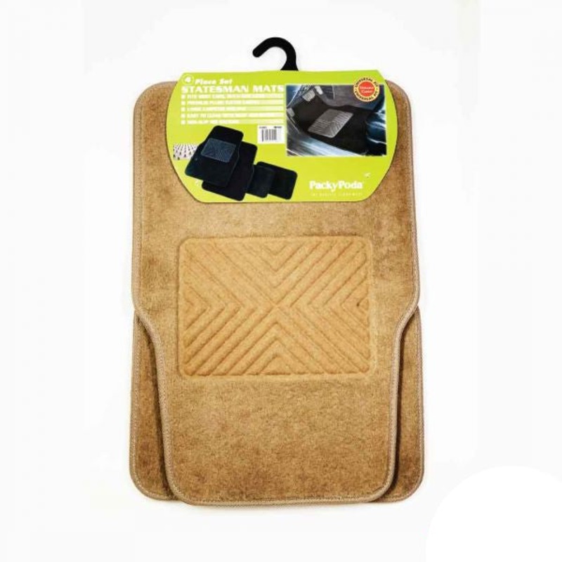 Packy Poda Statement Car Mat-Set Of 4 Beige