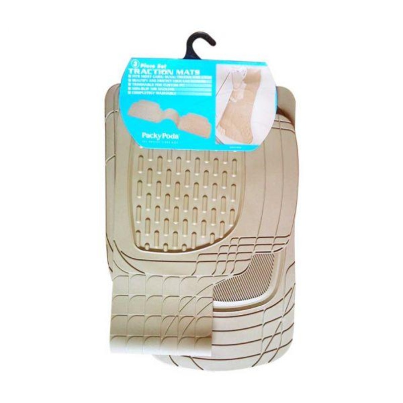 Packy Poda Traction Car Mat-Set Of 3 Beige