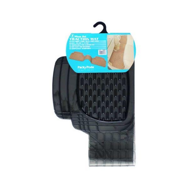 Packy Poda Traction Car Mat-Set Of 3 Black
