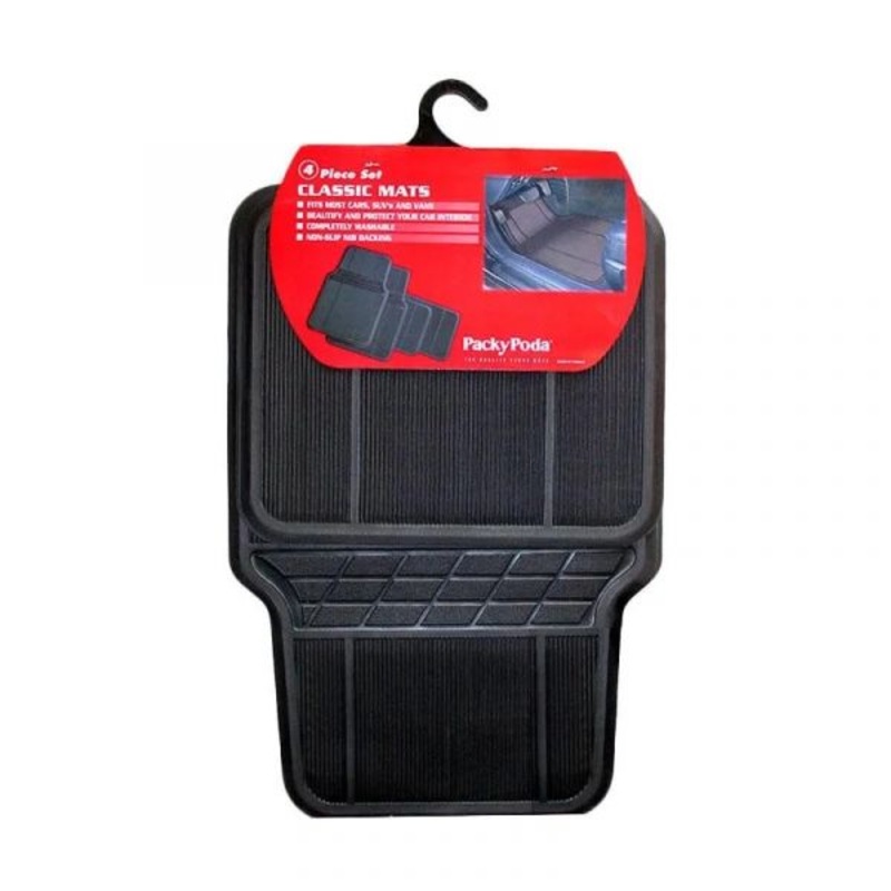 Packy Poda Universal 4 Piece Pvc Car Mats – Black