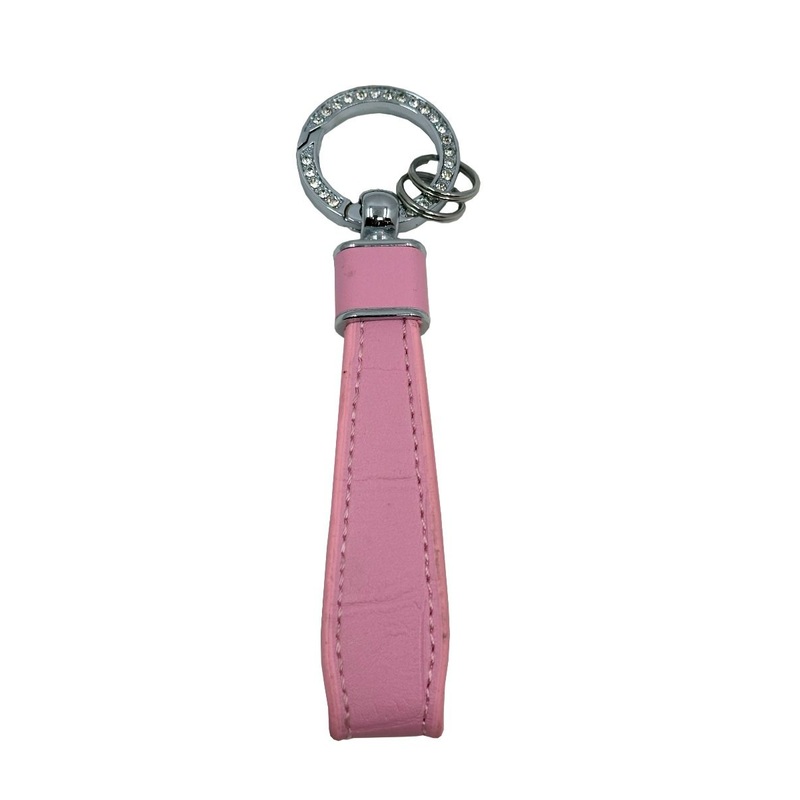 Vroom Leather Keychain-Pink