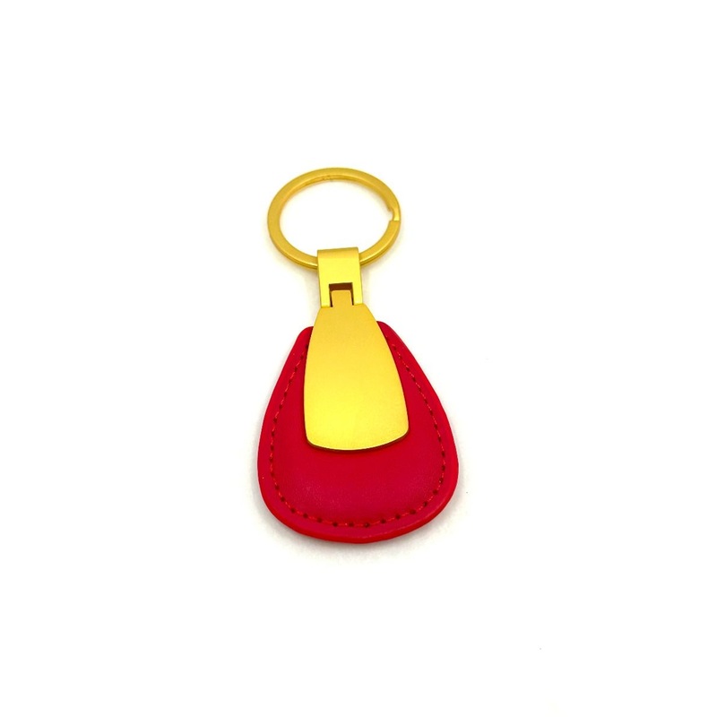 Vroom Leather Keychain-Red