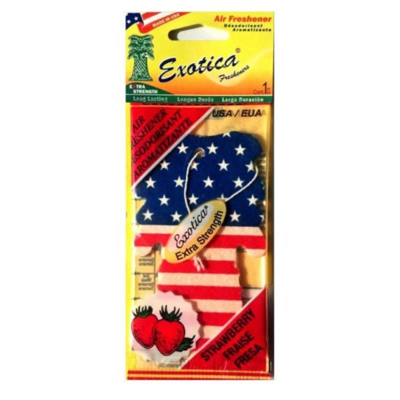 Exotica Palm Tree Hanging Air Freshener US Flag-Strawberry