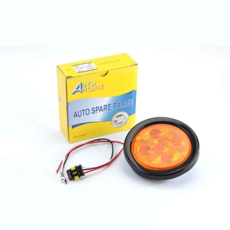Auto Piclite Led 4 Round Sealed Turn Signal Light Amber Kit 12V