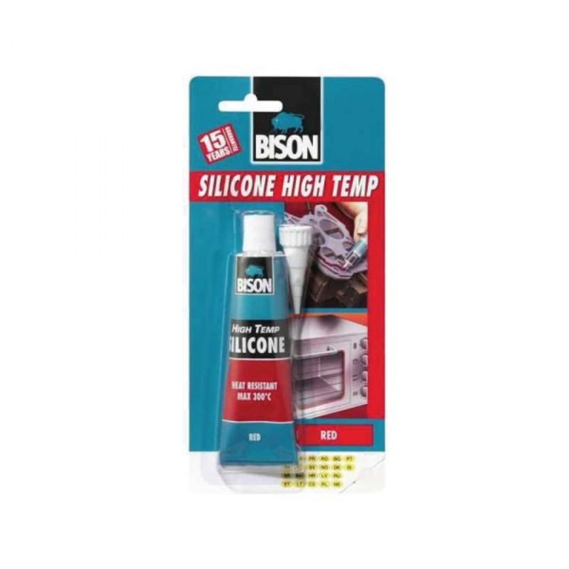 Bison Silicone High Temperature Sealant Red Card 60ml