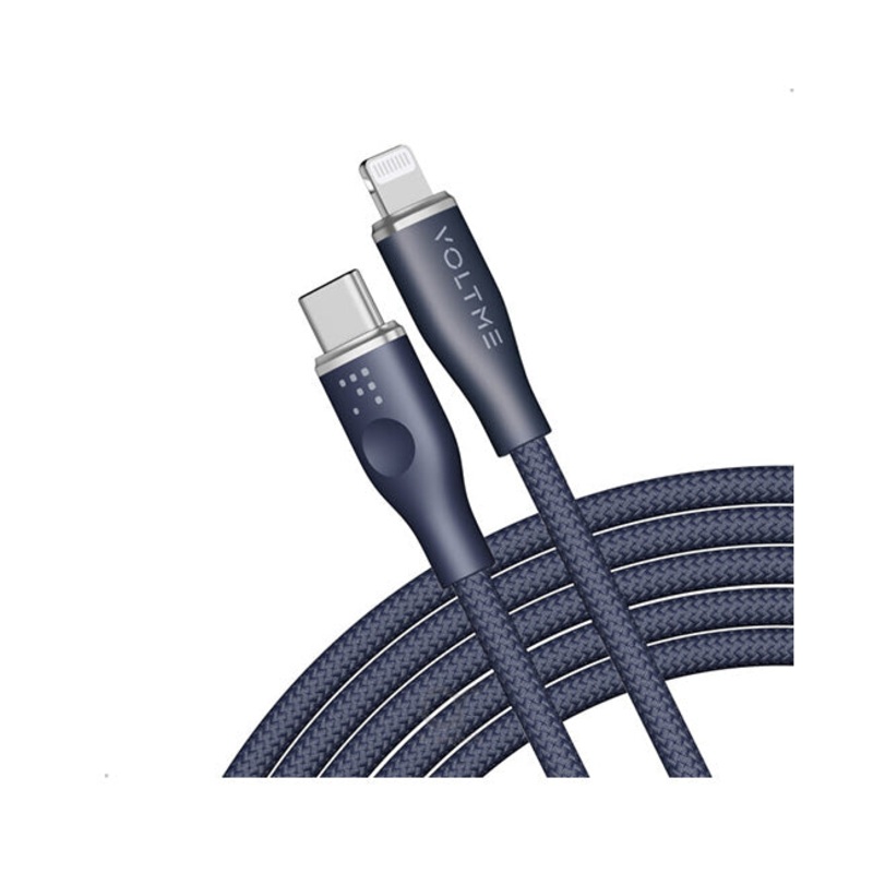 Voltme Powerlink Rugg Double Nylon Cable Type C to Lightning 3A / 1.2M ZincAlloy Connector Blue