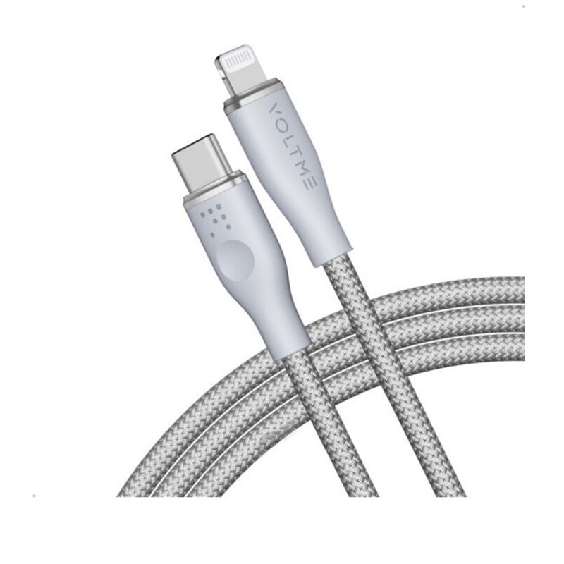 Voltme Powerlink Rugg Double Nylon Cable Type C to Lightning 3A / 2.0M ZincAlloy Connector Gray