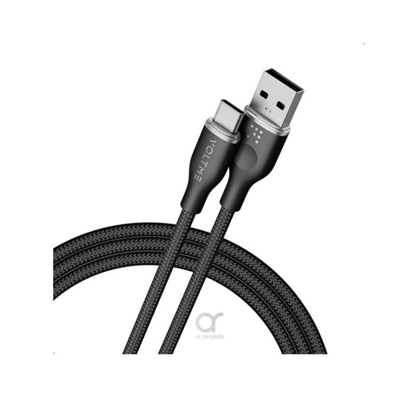 Voltme Powerlink Rugg Double Nylon Cable USB A to Type C 3A / 1M (60W) Black