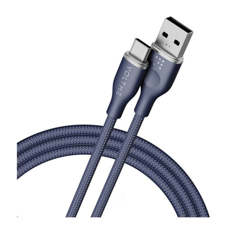 Voltme Powerlink Rugg Double Nylon Cable USB A to Type C 3A / 1M (60W) Blue