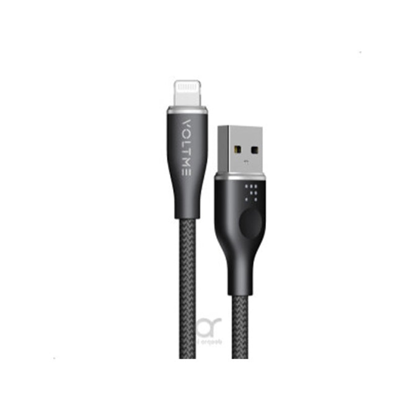 Voltme Powerlink Rugg Double Nylon Cable USB A to Lightning 3A / 1.2M ZincAlloy Connector Black