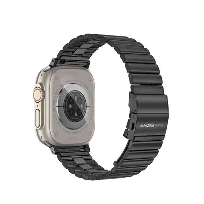 Amazingthing Titan Stainless Steel Band For Apple Watch 49/45/44/42MM Black