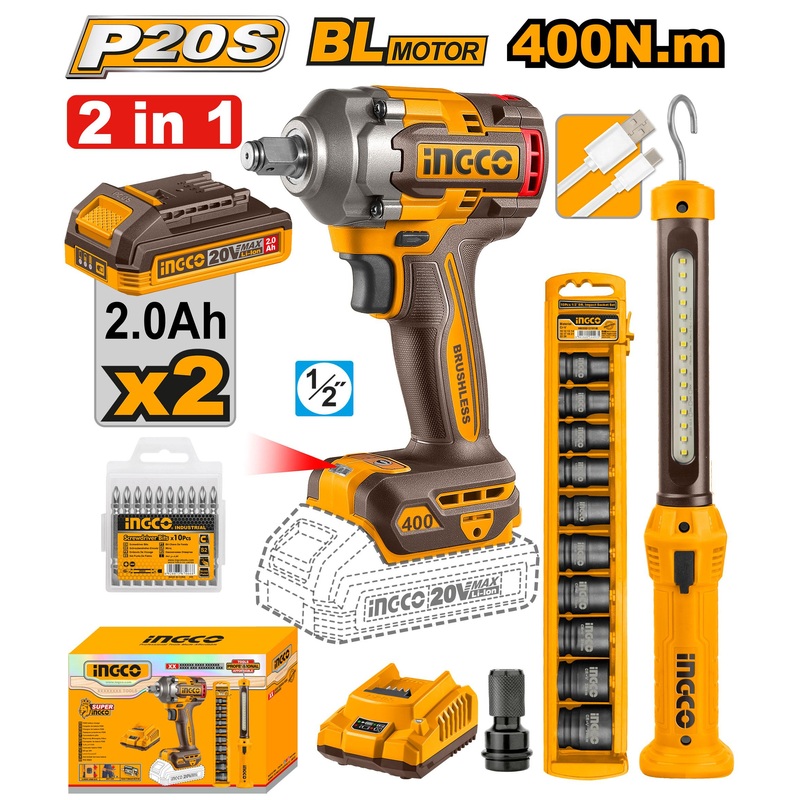 Ingco COSLI23048 Cordless 2 Pcs Combo Kit
