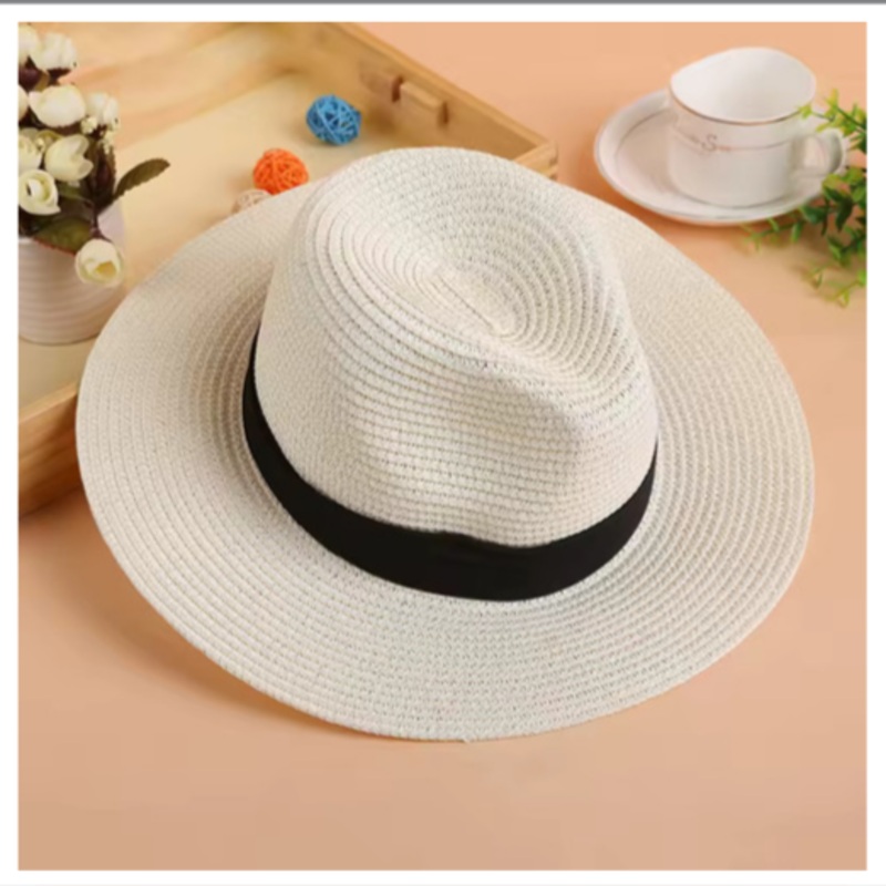 White Straw Fedora Hat